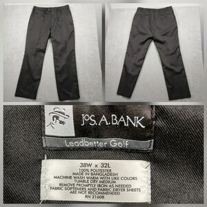 Jos A Bank Leadbetter Golf Pants Mens 38x32 Gray Performance Flat Front